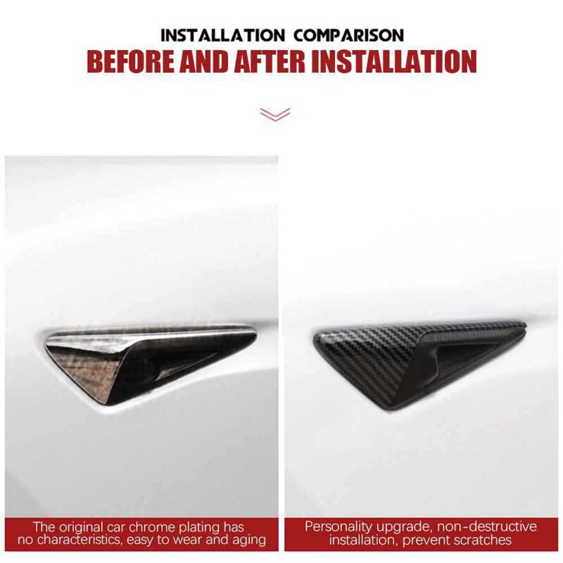 Carbon Fiber Side Fender Camera Cover Trim for Tesla Model 3 S X Y Car Camera Decorative Stickers