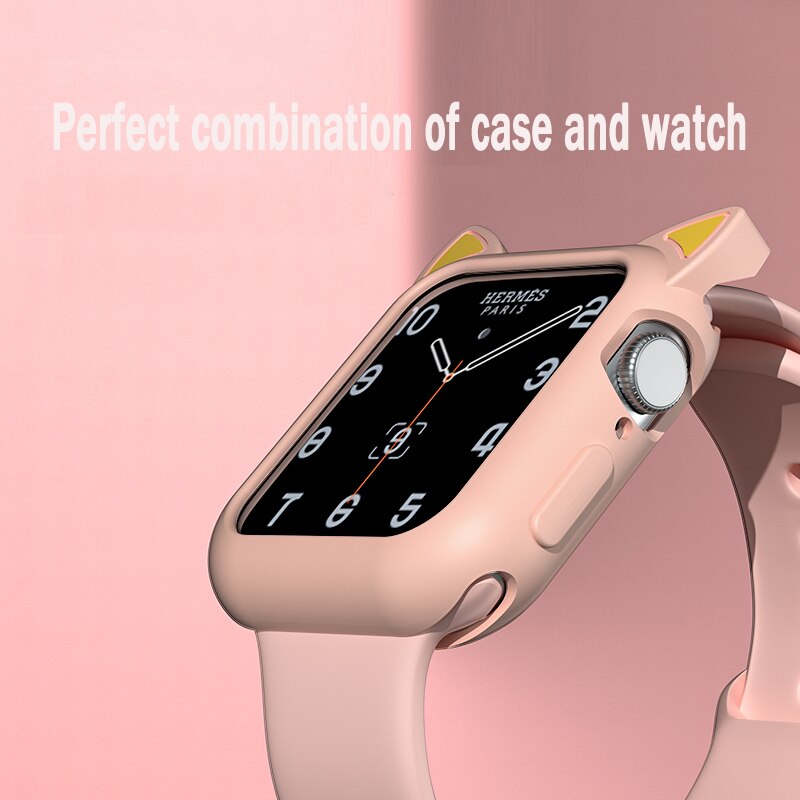 Horloge Case Voor Apple Watch 6 Se 5 4 40Mm 44Mm Protector Cover Siliconen Cartoon Kat Oren Case Voor Iwatch serie 3 2 42Mm 38Mm