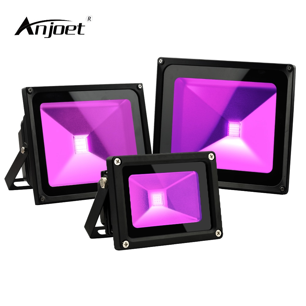 ANJOET 10W 20W 30W Ultraviolet light LED floodlight 85-265V UV Fluorescent Bulb 395nm Black Light Violet Lamps prom Lighting
