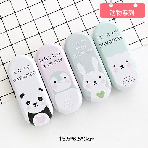 1PCS Top-grade Cartoon Metal Spectacle Cases for Eyeglasses Portable Rectangle Glasses Box Bag Eyewear Protector: Random 1PCS-C