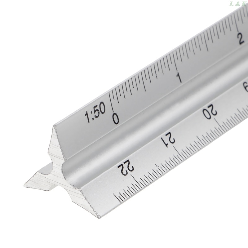 30cm aluminium metalen driehoek schaal architect ingenieur technisch liniaal 12\ "