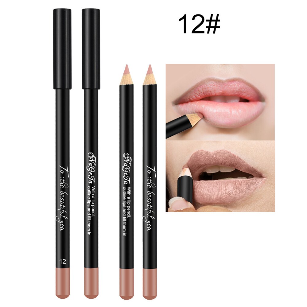 1 st 12 färger lip liner penna vattentät långvarig natur läppar konturlinje makeup lipliner penna: 12