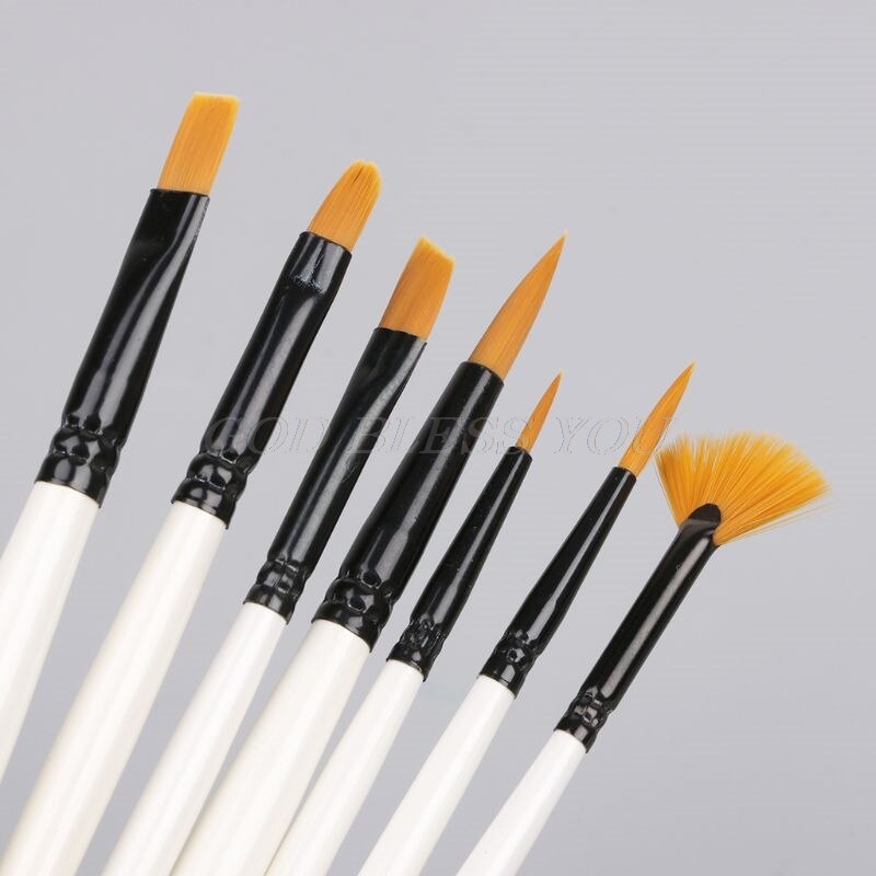 10 Stuks Nylon Haar Art Schilderij Borstels Set Acryl Olie Aquarel Artists Paint Brush Set Tekening Supplies