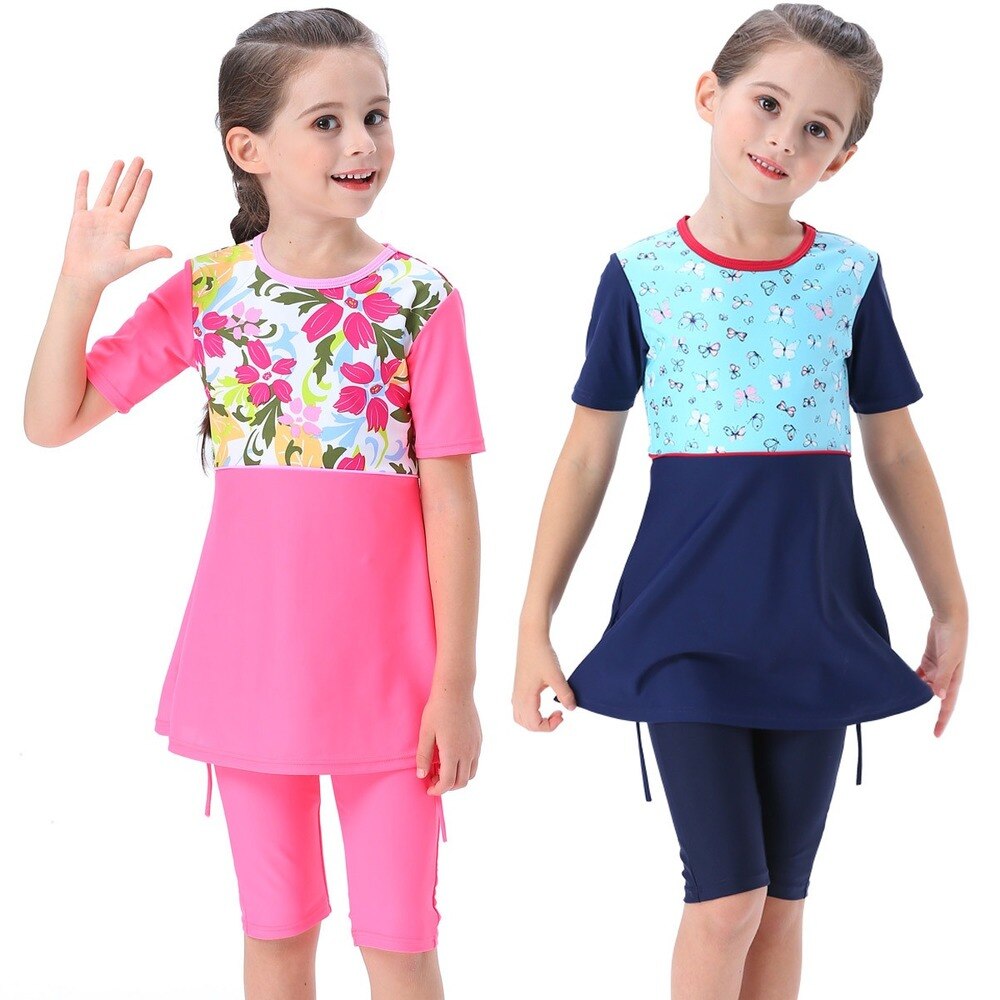 Bañadores musulmanes para niñas, trajes de baño largos para bebés, ropa de playa islámica árabe, Burkinis, pantalones de Surf, 3 uds.