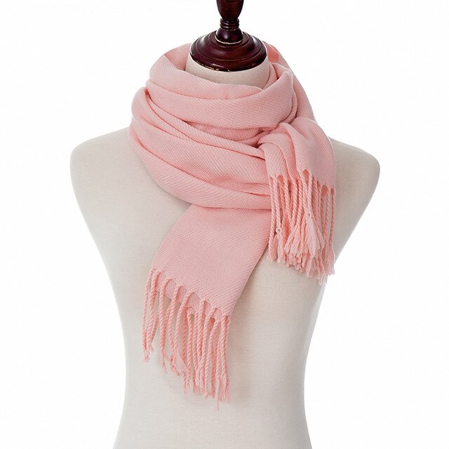 Urdiamond kvinder vinter lange tørklæde ensfarvet varme tørklæde tørklæder til damer blød afslappet sjal wrap kvindelige bufanda: Lyserød