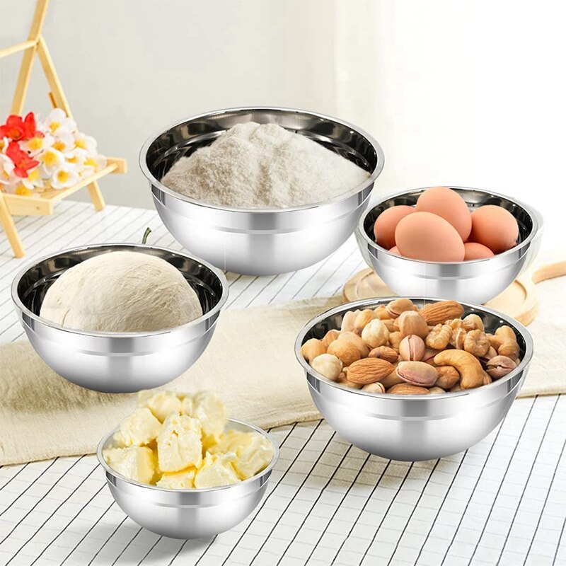 Ensemble de bols à mélanger avec couvercles, 7 pièces, bols à mélanger en acier inoxydable, bols de rangement en métal pour la cuisine, pour la préparation, la cuisson
