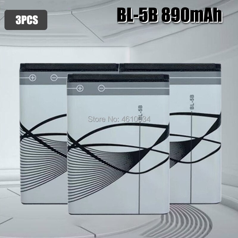 BL-5B-Batería de repuesto de iones de litio recargable integrada, 3,7 V, 890mAh, con celdas de batería, protección PTC, para Nokia 3220 / 3230: 3pcs