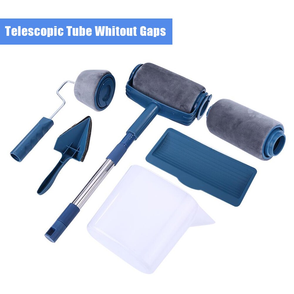 7pcs Multifunctional Paint Runner Pro Roller Brush Tool Set Paint Roller Set Room Wall Painting Brushes Set Home Repack Tool: 02