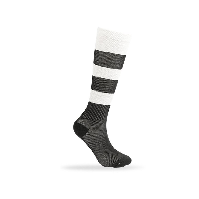 5 Pairs/Lot Adult Non-slip Knee-high Football Soccer Socks Striped Long Compression Socks Sports Cycling Socks for Men Women: black / S/M