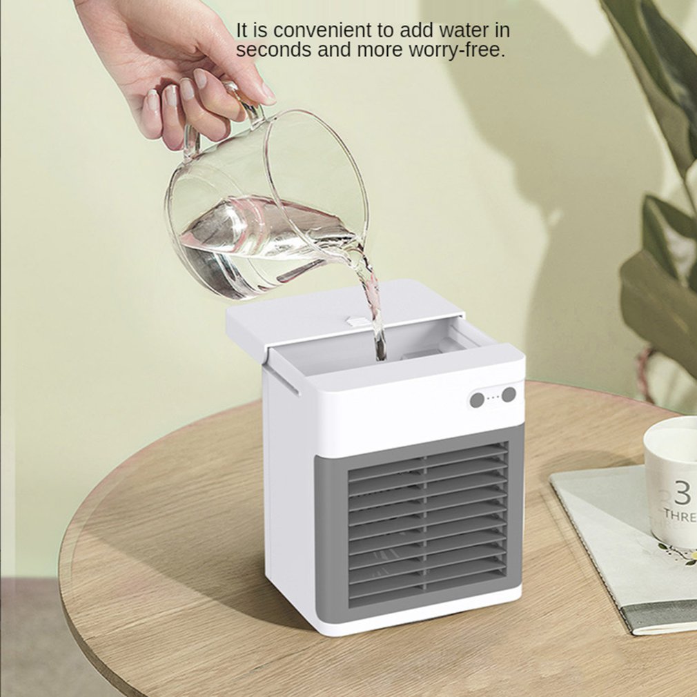 USB Desk Mini Fan Portable Air Cooler Fan Air Conditioner Light Desktop Air Cooling Fan Humidifier Purifier For Office Bedroom