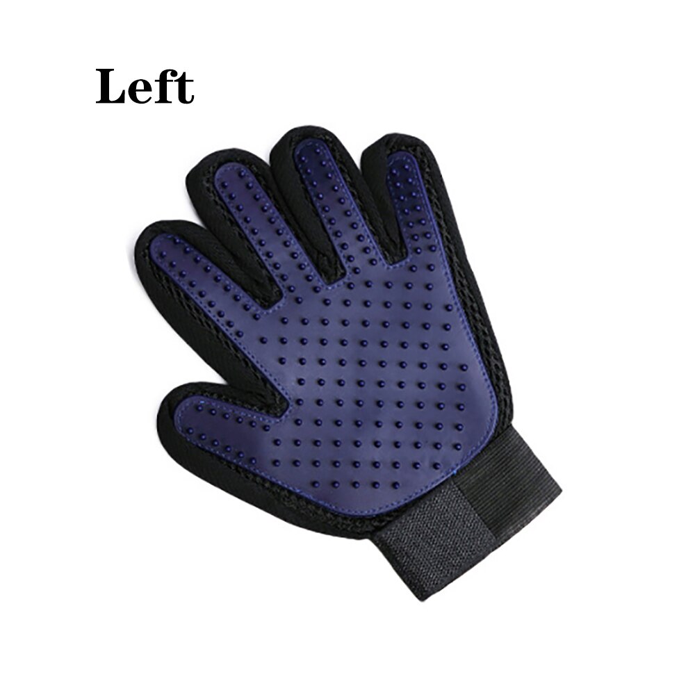 Gants de toilettage pour chiens et chats, brosses en Silicone, pour le bain, plusieurs couleurs: Blue Black Left
