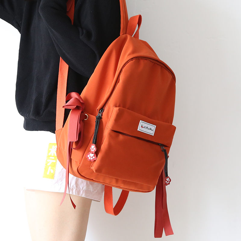 Sacs de lycée adolescent pour filles sac à dos adolescent femmes sacs à livres léger doux Oxford noir collège étudiant cartable femme: orange