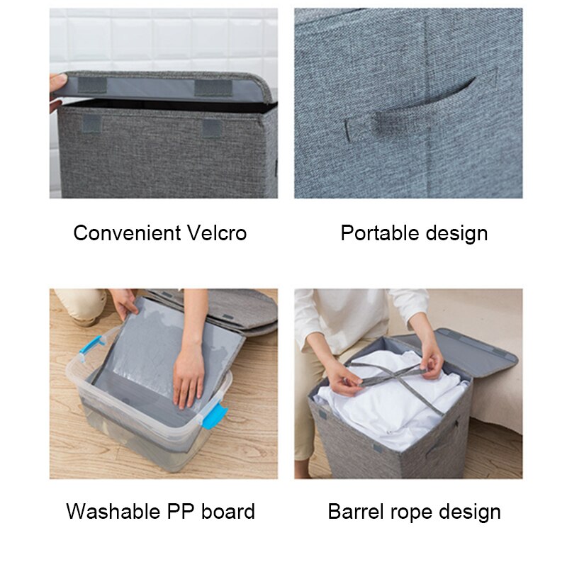 Large Capacity Cotton Linen Laundry Basket Bathroom Dirty Clothes Storage Basket Household Collapsible Waterproof Laundry Hamper