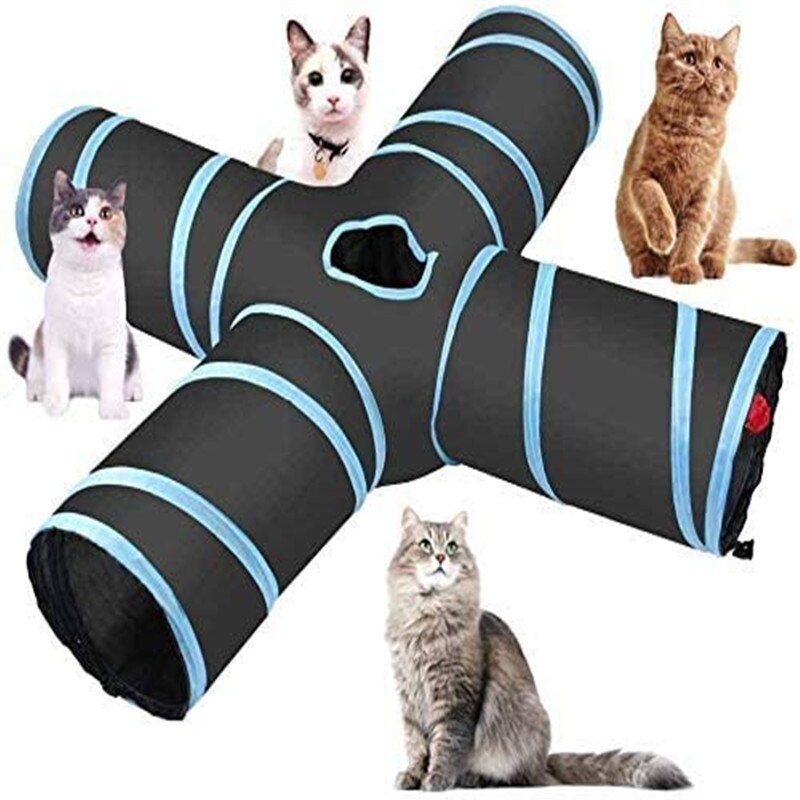 2/3/4 5-way Interactive Collapsible Cat Tunnel Tube Kitty Tunnel Bored Cat Pet Toys Peek Hole Toy Cat Puppy Kitty Kitten Rabbit
