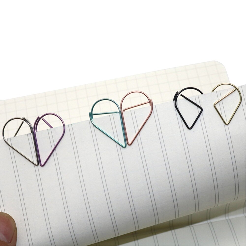 6 colors Mini Raindrop shape Metal Simple Bookmarks Photo Folder Beautiful Bookmarks Paper clip 600pcs/set