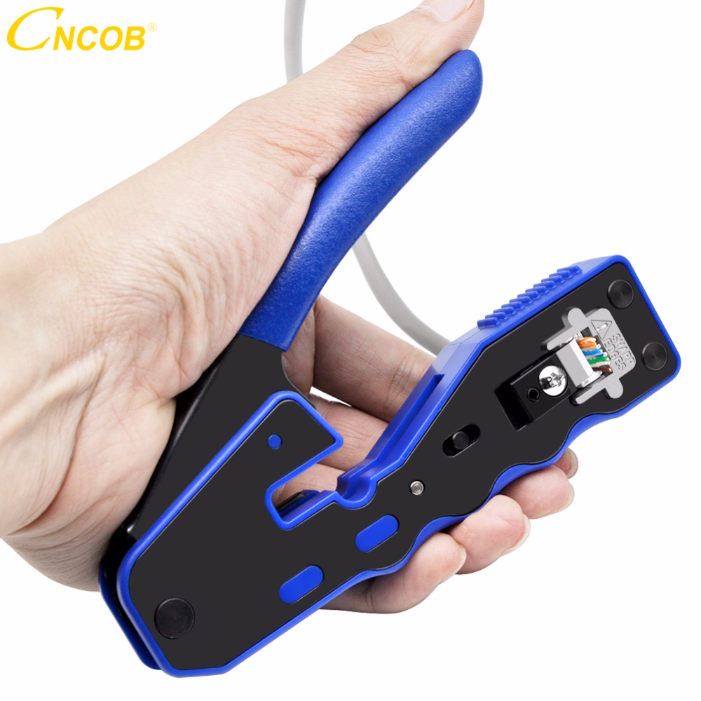 CNCOB 8P8C RJ45 Cable Crimper,Ethernet Perforated Connector Crimping Tools, Multi-Function Network Tools, Cable Clamps