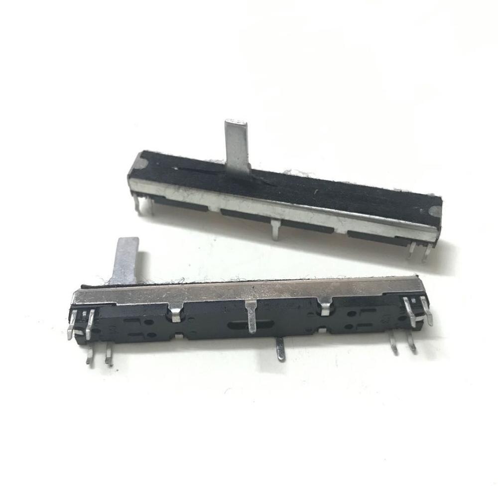 2PCS Electronic organ synthesizer Black 6 cm 6.5MM long double mixer fader potentiometer B50K B50KX2 15MMC