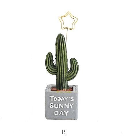 Clip Photo de mariage en résine, Cactus Kawaii, carte de Message, bureau, décoration de Table pour la maison: B