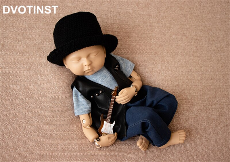 Dvotinst-Accesorios de fotografía para recién nacidos, trajes de caballero para bebés, conjunto de ropa de vaquero, accesorios de fotografía, utilería para sesión de fotos en estudio