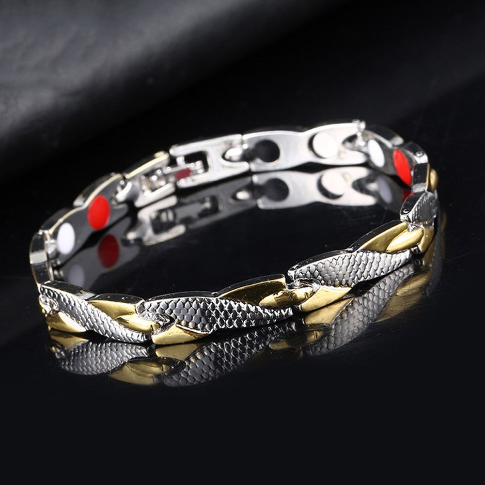 Newly Men Women Twisted Bracelet Healthy Magnetic Therapy Arthritis Pain Relief Wristband FIF66: silver gold