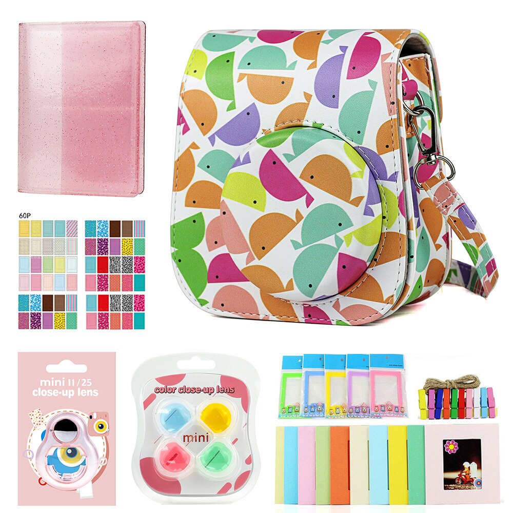 Fujifilm-Kit de accesorios para cámara Instax Mini 9, 8, 8 +, bolsa con correa para el hombro, álbum de fotos, marco de película, filtros, juego de lentes para Selfie