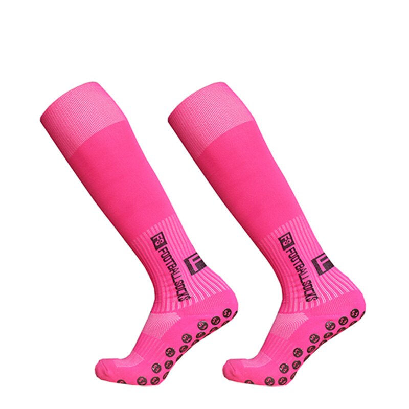 Mannen Vrouwen Lange Fs Sport Voetbal Sokken Siliconen Zuignap Grip Anti Slip Voetbal Sokken: pink