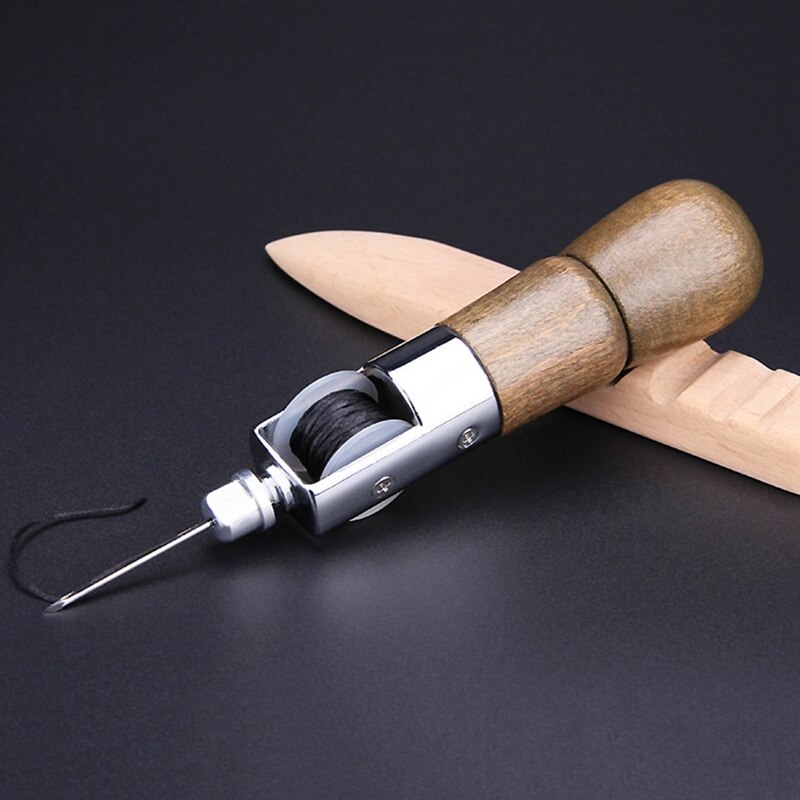 Leather Craft Lock Stitch Sewing Awl Thread Kit Needles Stitch Leather Fabric Grocery