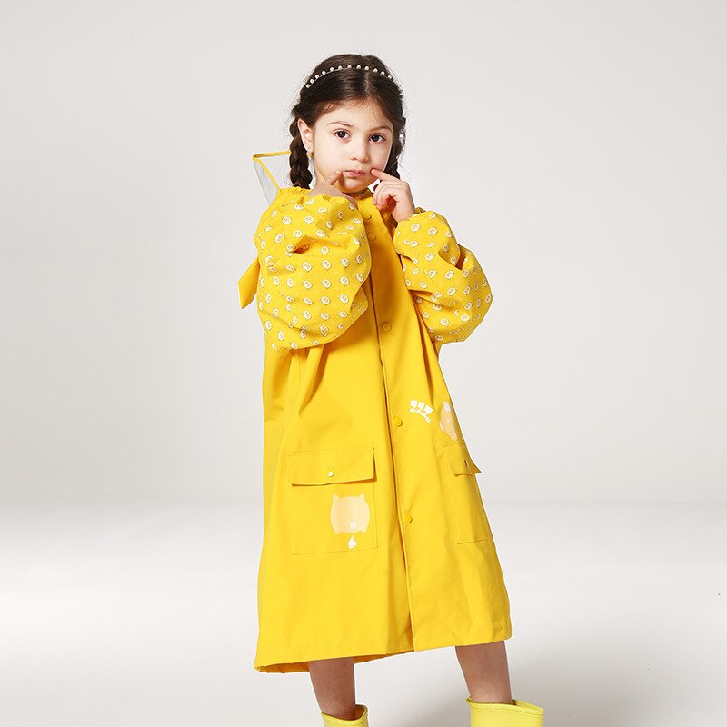 Cartoon Kinderen Regenjas Geel Regen Poncho Ondoordringbare Kid Regen Jas Przeciwdeszczowe Dla Dzieci Jongens Meisjes Regenkleding Y5Y: YELLOW / S