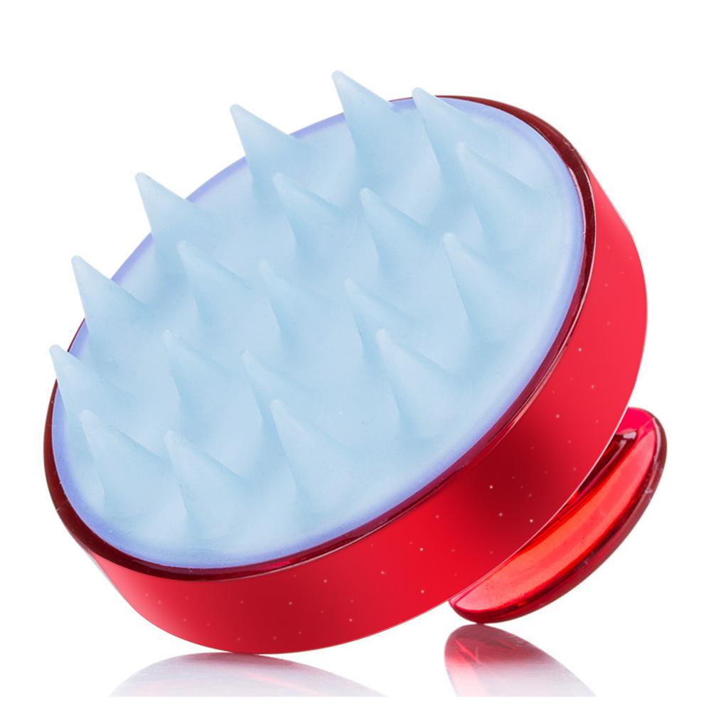 Mini Handheld Silikon Kopf Körper haar Massage Pinsel Shampoo Haar Waschen pinsel Dusche Pinsel Bad Spa Abnehmen: Red blue