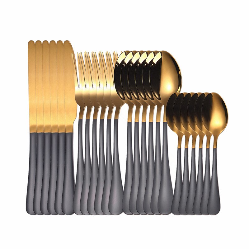 Roze Goud Bestek Set Roestvrij Stalen Bestek Set 24Pcs Keuken Servies Sets Vorken Lepels Messen Volledige Servies