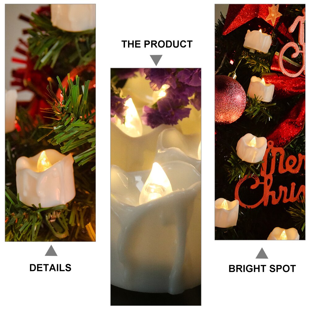 9pcs Christmas LED Candle Lights Clip Christmas Tree Decor Candle Lamps LED Warm White Flash Clip Tears Candle Light