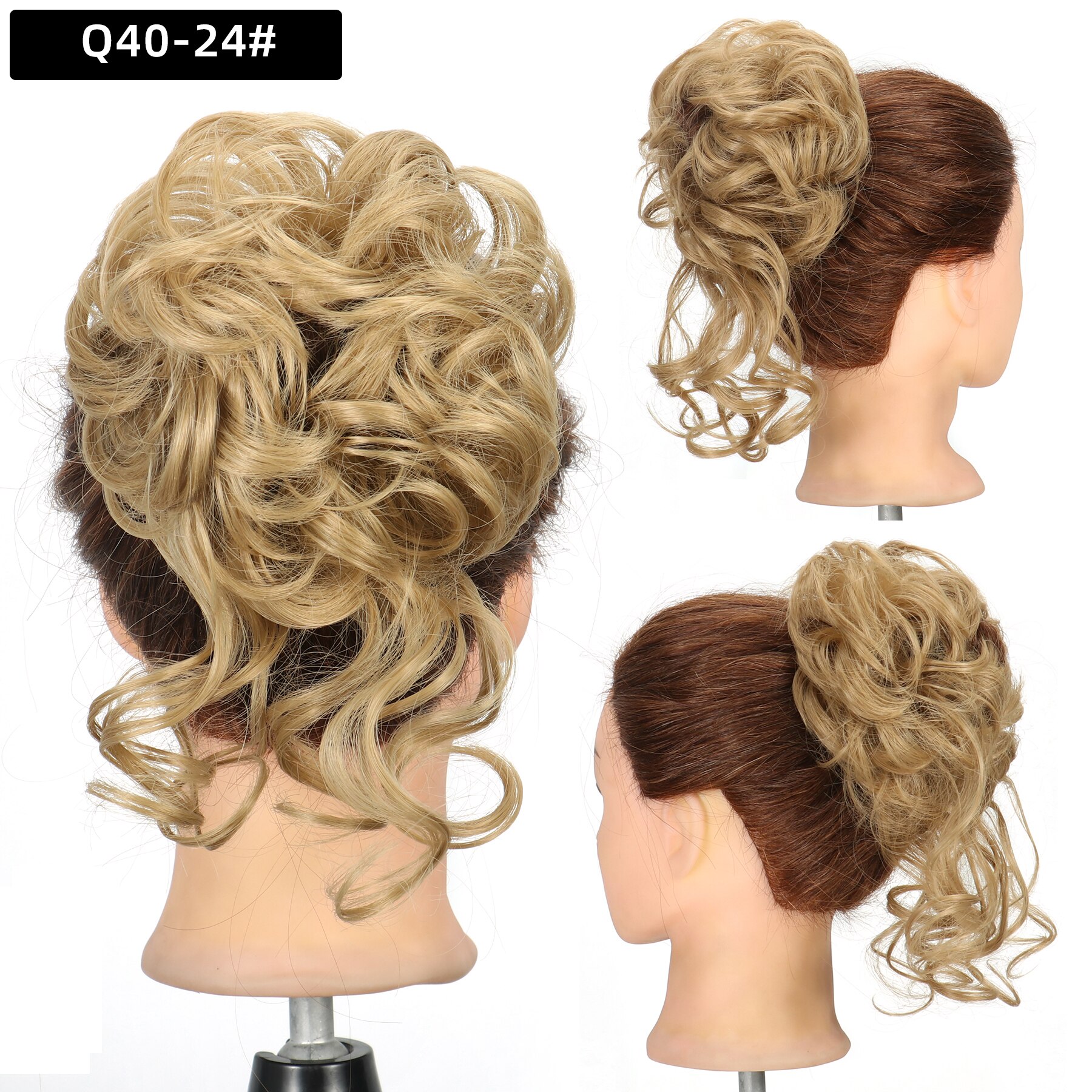 Synthetic Hair Bun Chignon Messy Curly Hair Band Elastic Scrunchy False Hair Pieces For Women Hairpins Black Brown: 24