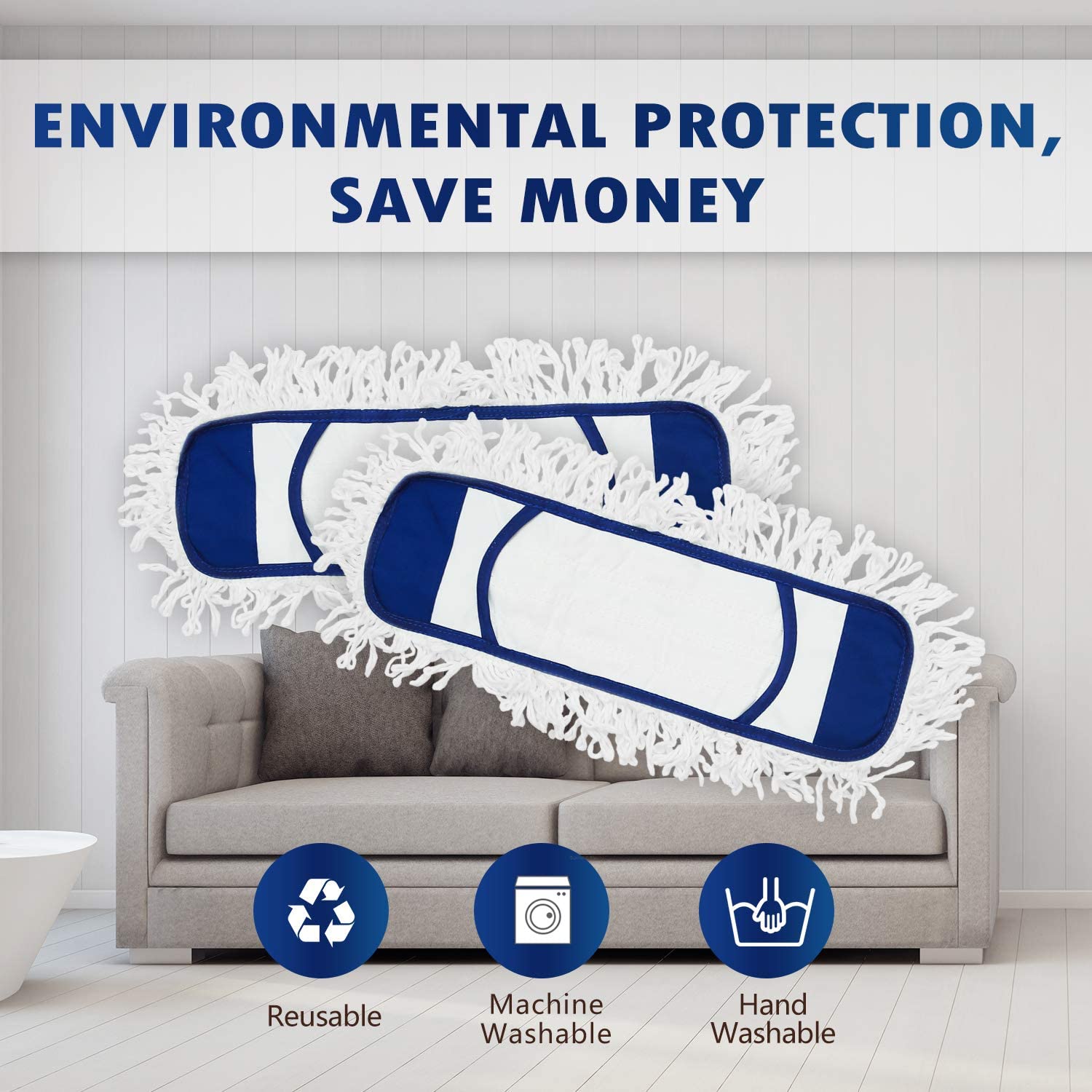 Cleanhome Microfiber Mop with Extendable Adjustable Handle and 2 Washable Pads for Wet & Dry Floor Cleaning