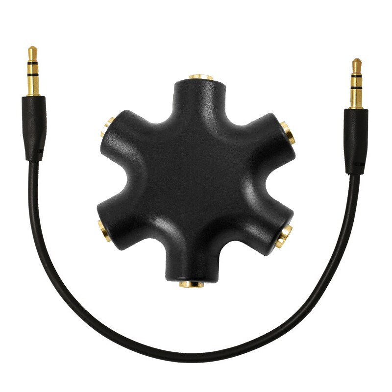 3.5mm Stereo Headset Headphone Earphone Extension Audio Hub Splitter Adapter 1 Male to 2 3 4 5 Female Audio Cable: Black