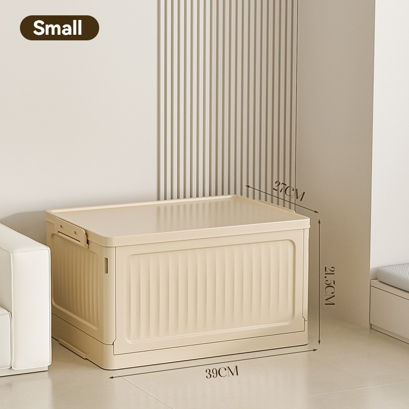 Boîte de rangement pliante multifonction, 1 pièce, conteneur organisateur pliable en plastique, fournitures de rangement d'articles divers, boîte de rangement avec couvercle: Ivoire