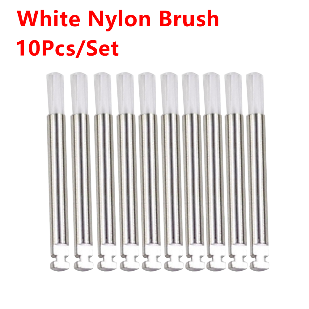 Pulidor Dental desechable, cepillo de cerdas de nailon, herramientas de dentista, taza pulidora, blanqueamiento Dental, cepillos de profilía, 10 unids/lote por caja: Mezcla de color