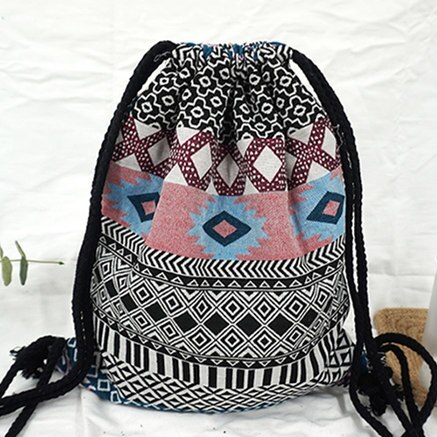 LilyHood damski plecak z tkaniny żeński cygański czeski boho chic Aztec Ibiza Tribal etniczny Ibiza brązowy plecak ze sznurkiem torby: NO 8