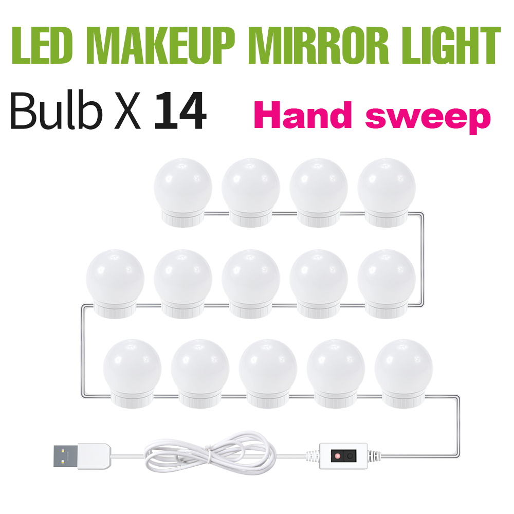 Miroir de maquillage à LED avec ampoule IQUE Table, lampe à intensité variable, décoration de chambre à coucher, miroirs cosmétiques, éclairage de remplissage, DC 5V: Blanc froid