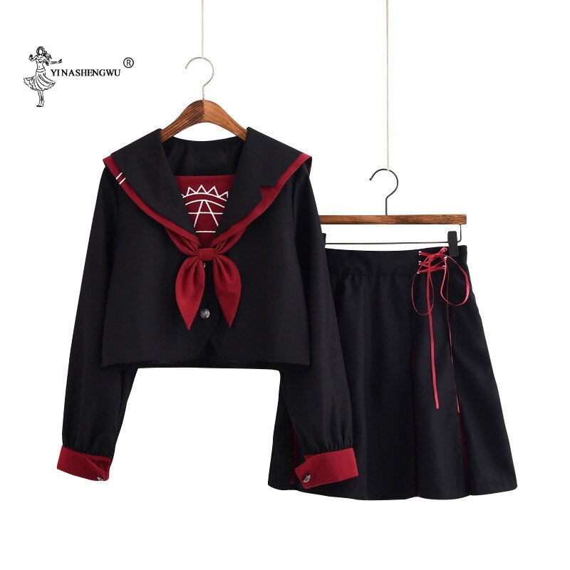 Ragazze Uniformi Scolastiche Giapponesi Della signora Femminile Gruppo Marinaio Vestito Della signora Squadra di prestazione di Danza Costumi di Halloween 2-pezzo impostato con cravatta: XL