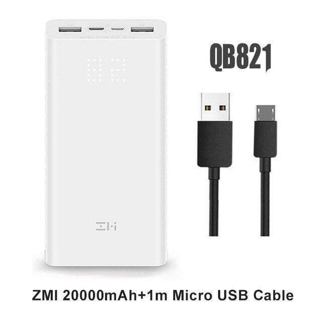 Zmi Power Bank 20000 Mah QB821 Draagbare Opladen Externe Batterij Digitale Display QC3.0 Dual Usb 20000 Mah Powerbank Voor Telefoon: Add Micro USB