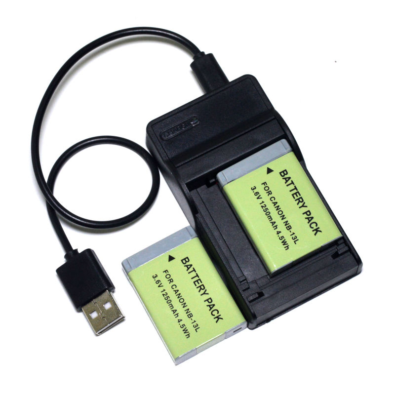 Batterie de NB-13L pour Canon PowerShot G1x Mark III G5X G7X G9X Mark II SX620HS SX720HS SX730HS SX740HS chargeur de Batteries de caméra: 2battery and charger