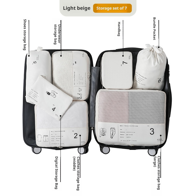 Cubos de embalaje para viaje, organizador de maletas portátil, bolsa de almacenamiento de ropa, accesorios de viaje, bolsas de equipaje para maletas de mano: Transparente