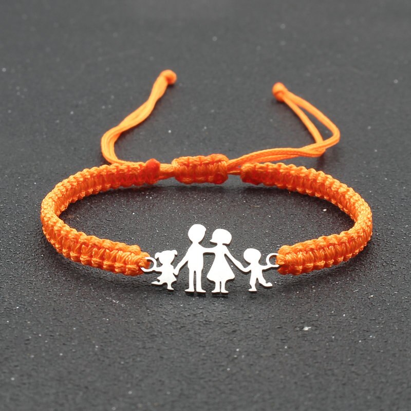 Lucky czerwony sznurek bransoletki dla rodziny tata mama córka syn pleciony ze stali nierdzewnej regulowany urok bransoletka kobiety mężczyźni biżuteria: Orange