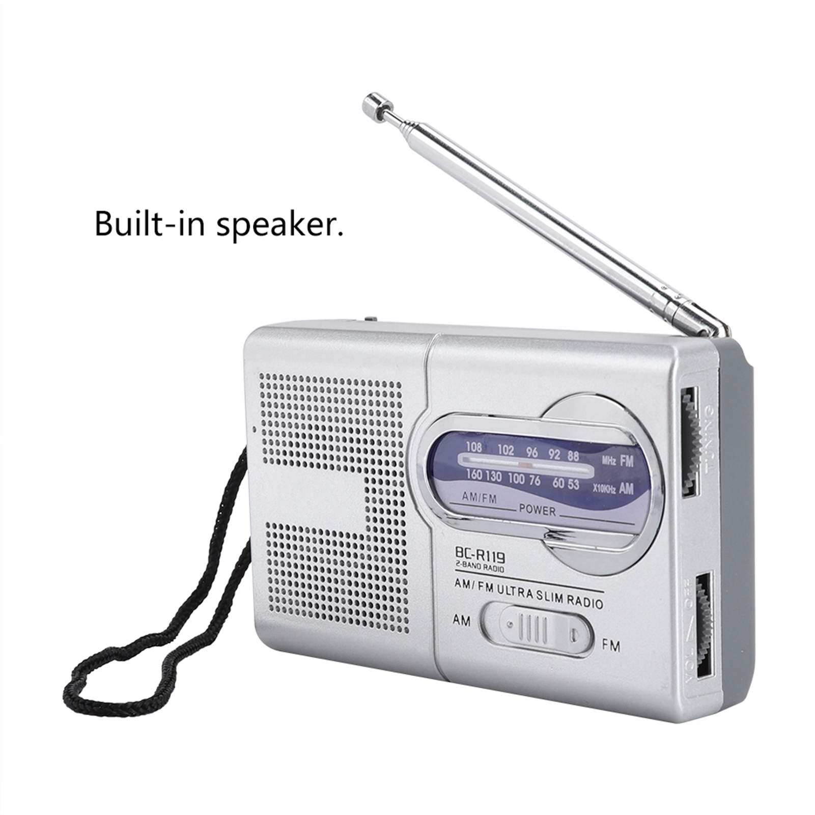 Multifunction Mini Pocket Am FM BCR119 Radio Speaker Receiver Telescopic Antenna