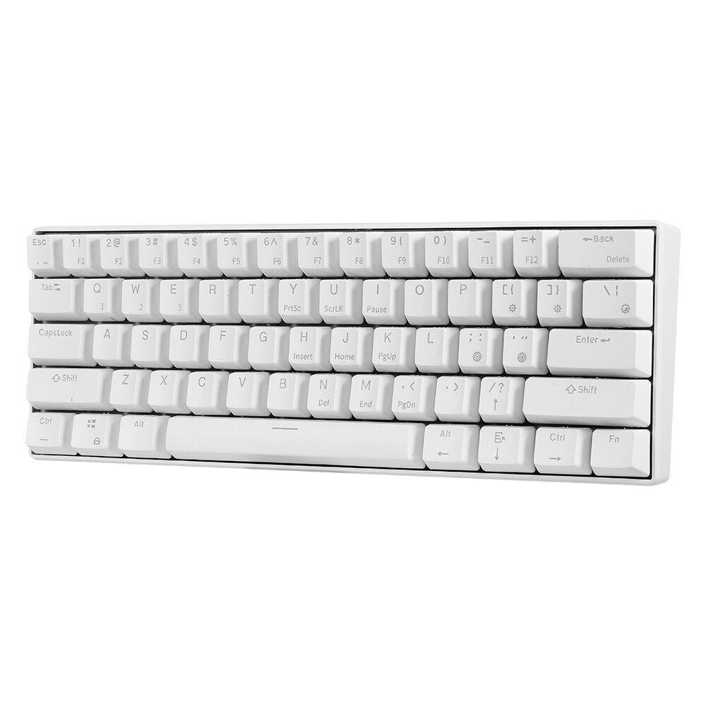 RK61 – clavier filaire double BT, rétro-éclairage, 61 touches, Mini clavier mécanique pour téléphone/tablette Gamer avec clavier OUTEMU: WHITE / Interrupteur rouge