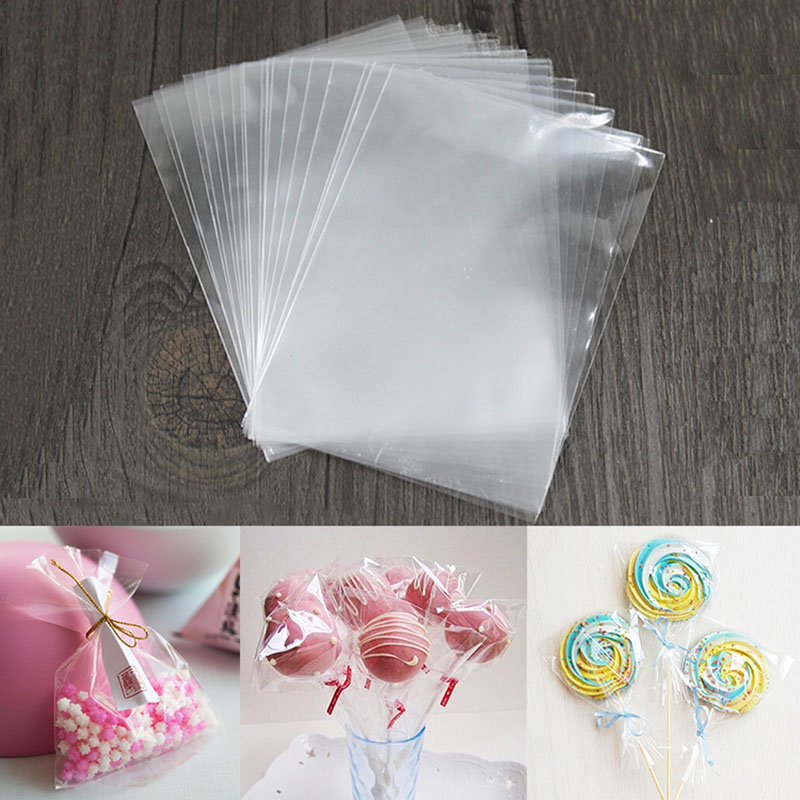 100 Pcs Helder Transparant Plastic Zakken Voor Candy Lollipop Cookie Verpakking Snoep Voedsel Zak Wedding Party Favor Opp Bag