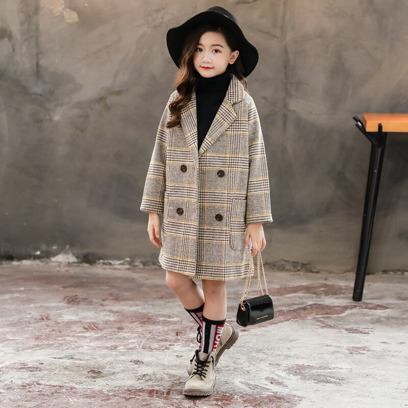 plaid children jacket for girls winter warm coat girls clothes kids outerwear autumn girls coat 4 6 8 10 12 Years