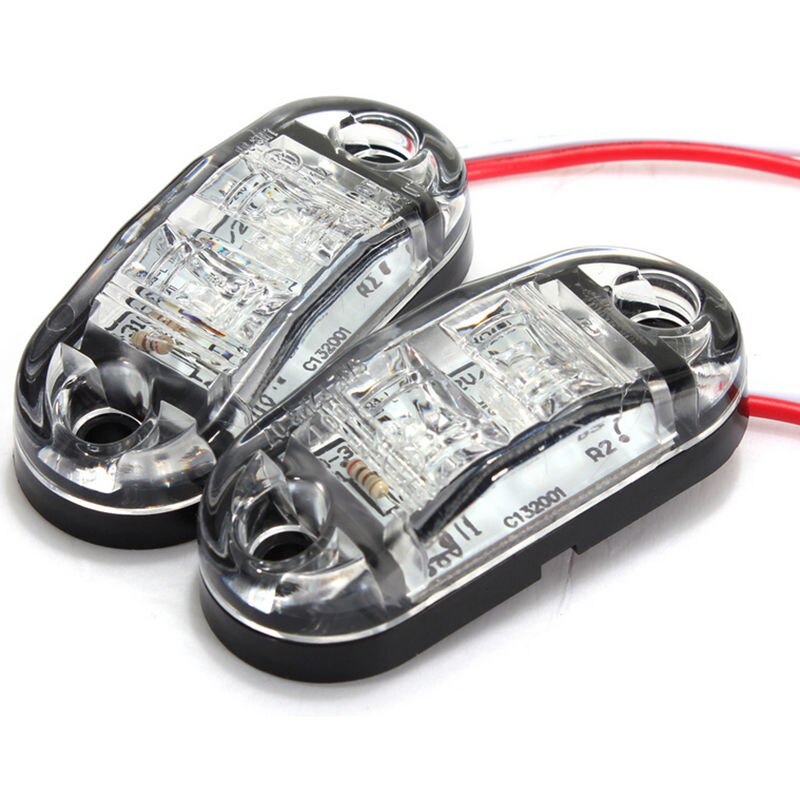 2pcs Car Side Marker Tail Light White LED DC 10V-30V Car Trailer Truck E11 Marked Lights Lamps Car Accessories