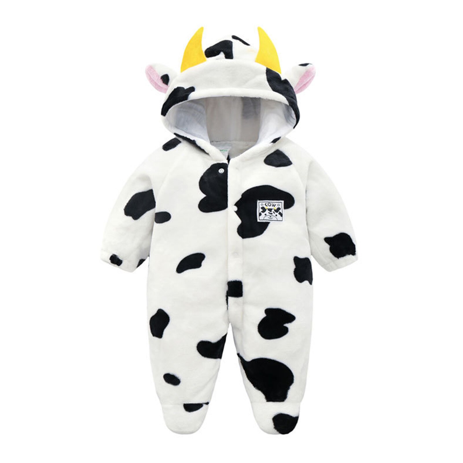 Winter Pasgeboren Baby (0-18M) baby Jongen En Meisje Cartoon Dier Vorm Spot Printing Flanel Warm Een Stuk Romper Romper Onepiece