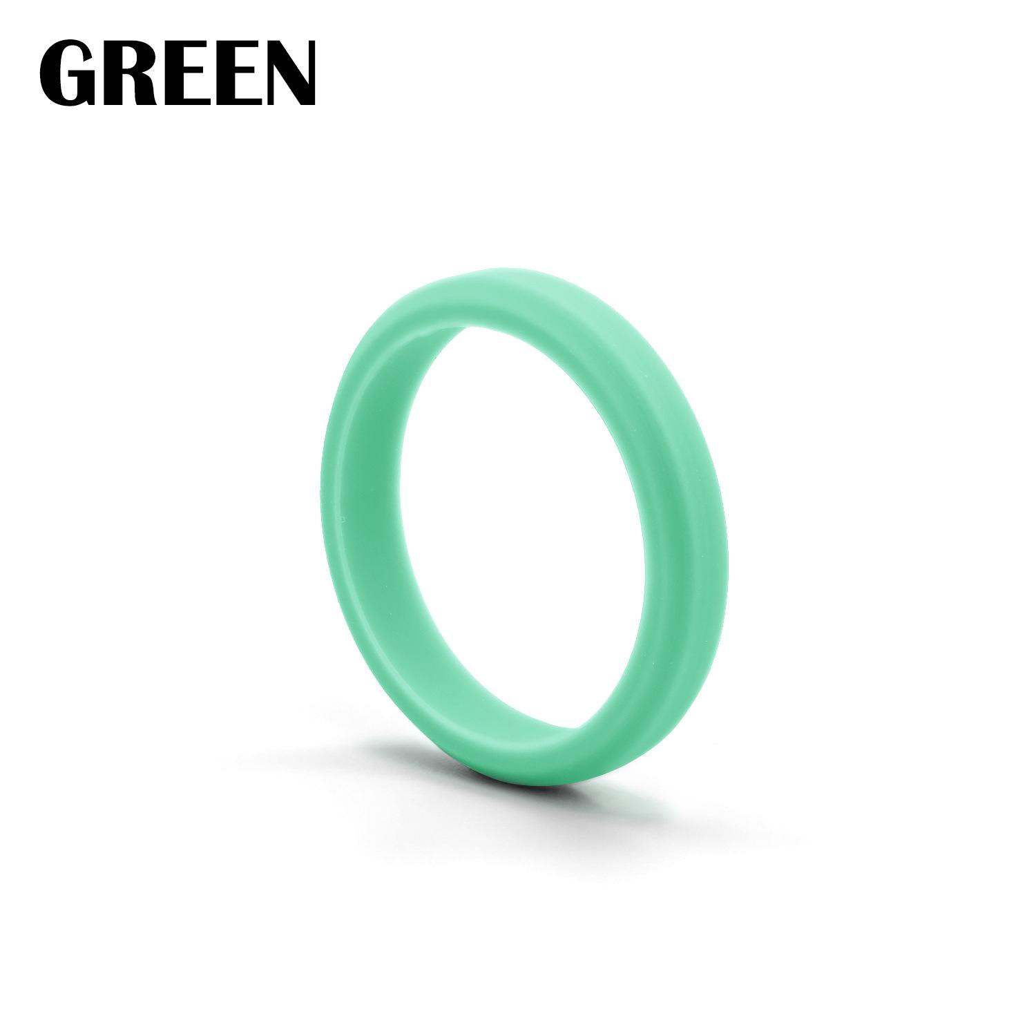 Anillo deportivo de silicona hipotenusa para mujer, 7 colores, bandas de goma para boda, anillos flexibles hipoalergénicos, 1 ud.: 8 / Verde